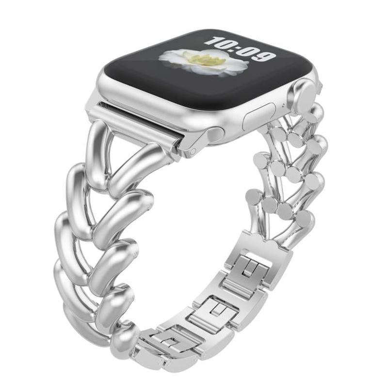 For Apple Watch 46mm / 49mm / 45mm / 44mm Kalebol V-shaped Zinc Alloy Strap(Silver)