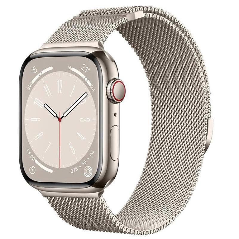 For Apple Watch 42mm / 41mm / 40mm / 38mm Kalebol Semi-circular Milanese Stainless Steel Strap(Starlight)