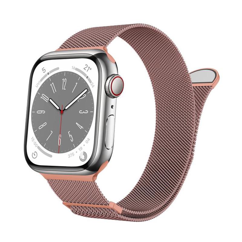 For Apple Watch 42mm / 41mm / 40mm / 38mm Kalebol Semi-round Tail Milan Stainless Steel Strap(Pink Orange)