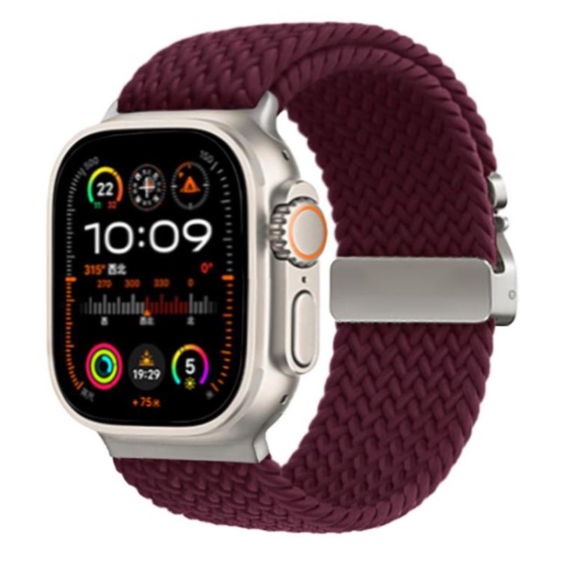 For Apple Watch 42mm / 41mm / 40mm / 38mm Kalebol Wide Umbrella Braided Strap(Wine Red)