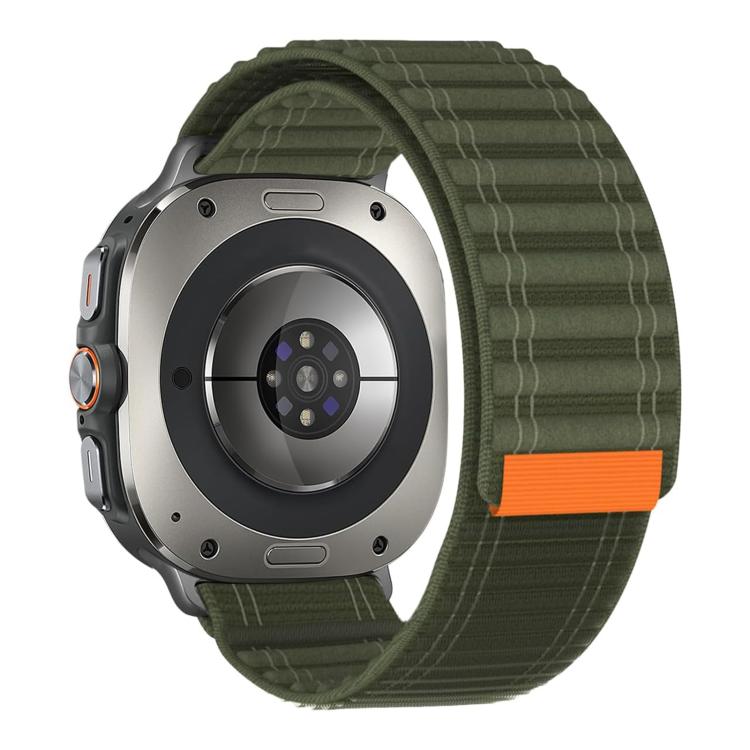 For Samsung Galaxy Watch Ultra 47mm / Ultra 2025 Kalebol Hook and Loop Fastener Nylon Strap(Army Green)