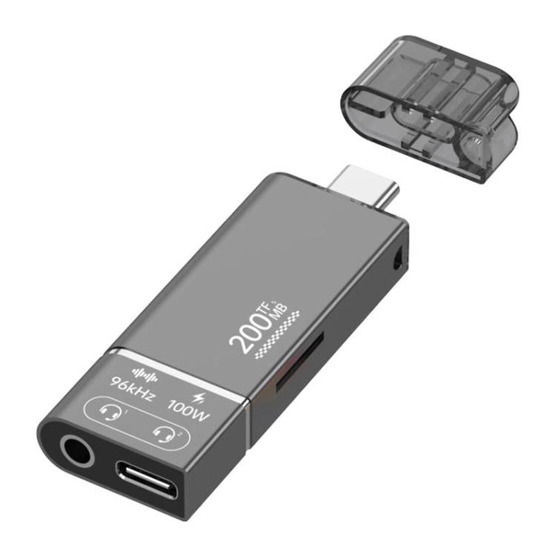 200MB 4 in 1 3.5mm+PD Overclocking Multi-functional High-speed Card Reader(Tarnish)