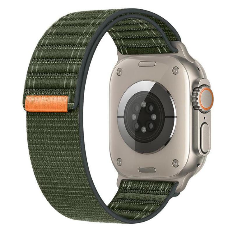 For Apple Watch 46mm / 49mm / 45mm / 44mm Kalebol Ocean Wave Nylon Strap(Army Green)