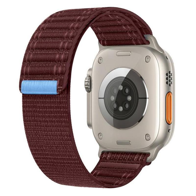 For Apple Watch 46mm / 49mm / 45mm / 44mm Kalebol Ocean Wave Nylon Strap(Wine Red)