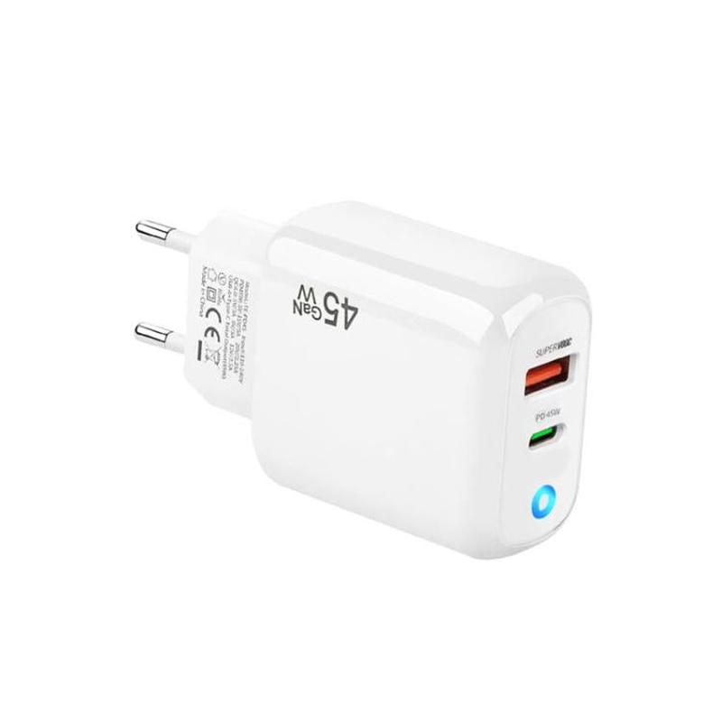 GaN 45W PD3.0 + QC3.0 Fully Compatible Protocol Charger for Laptops / TabletsEU Plug(White)