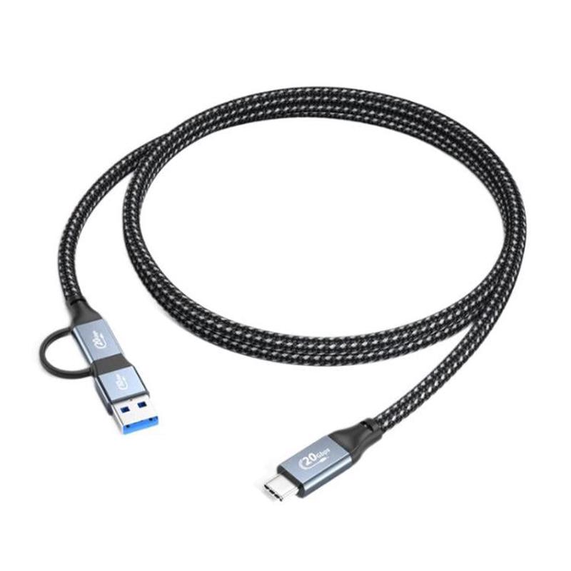 PD100W 20Gbps USB-C / Type-C to USB 3.2, Type-C 2 in 1 Multi-Functional Data Transfer Charging Cable, Length:1m