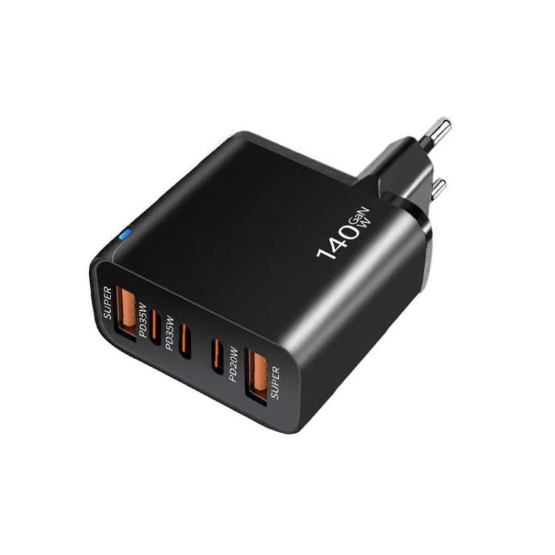 TE-PD43 Type-C x 3, USB-A x 2 Multi-port Charger for Mobile Phones / TabletsEU Plug(Black)
