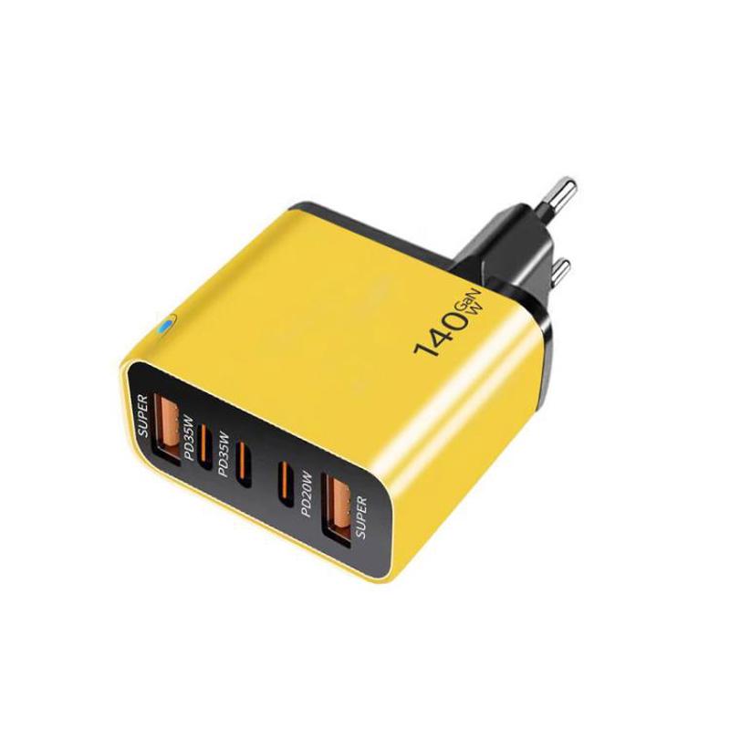 TE-PD43 Type-C x 3, USB-A x 2 Multi-port Charger for Mobile Phones / TabletsEU Plug(Yellow)