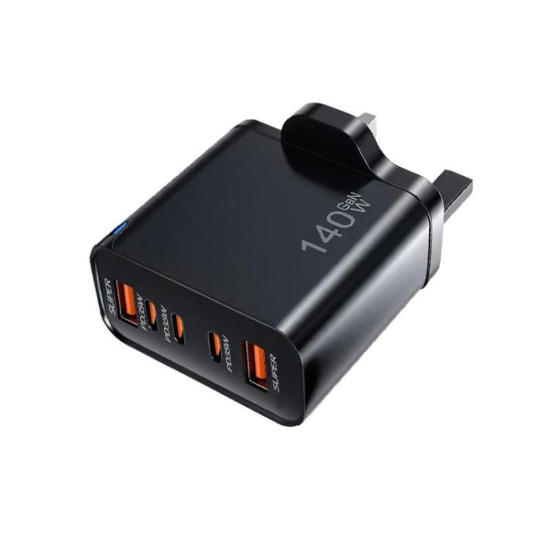 TE-PD43 Type-C x 3, USB-A x 2 Multi-port Charger for Mobile Phones / TabletsUK Plug(Black)