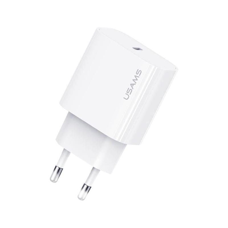 USAMS CC226 T65 PD20W USB-C / Type-C Single Port Fast Charger, EU Plug(White)