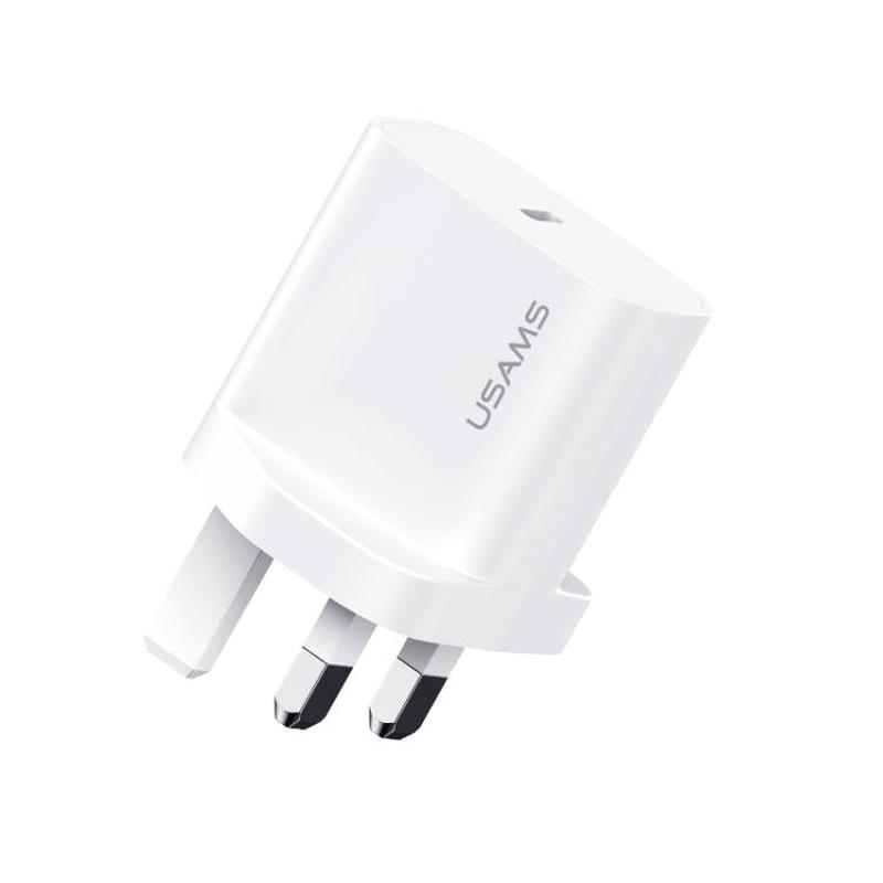 USAMS CC227 T65 PD20W USB-C / Type-C Single Port Fast Charger, UK Plug(White)
