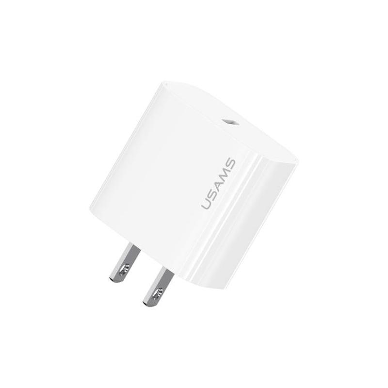 USAMS CC228 T65 PD20W USB-C / Type-C Single Port Fast Charger, US Plug(White)