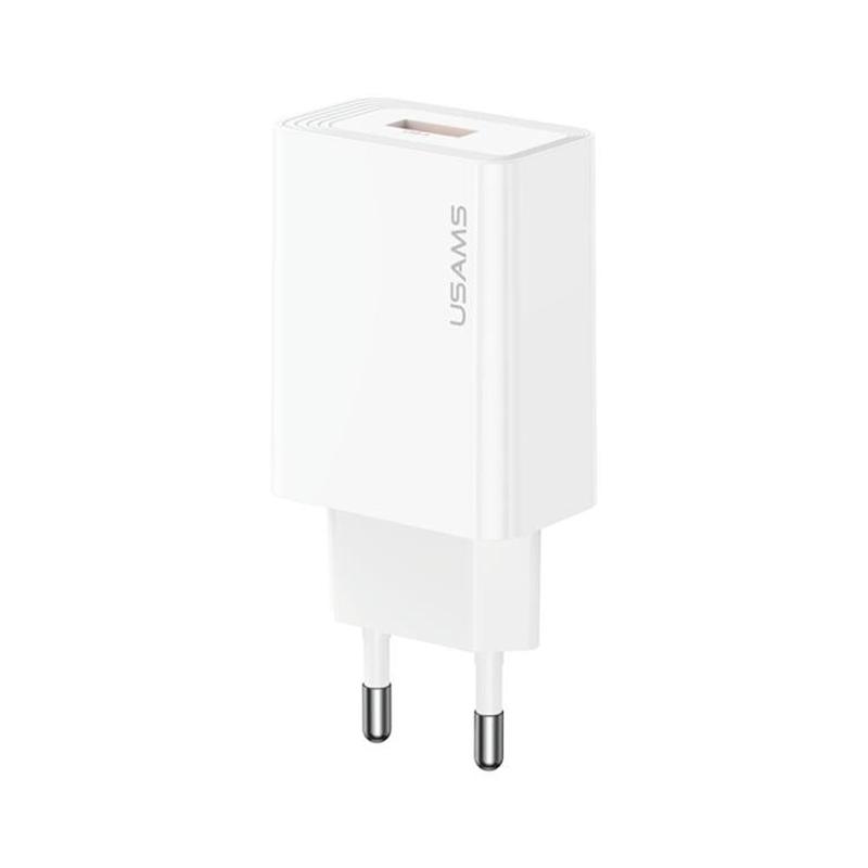 USAMS CC324 T69 QC18W USB-A Single Port Fast Charger, Plug:EU Plug(White)