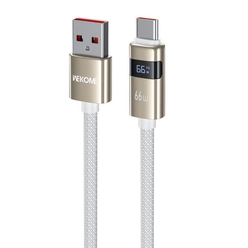 WK WDC-103 Raython 2 Digital Display 66W USB to Type-C Fast Charging Data Cable, Length: 1.2m(White)