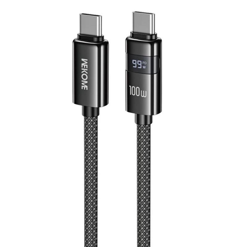 WK WDC-105 Raython 2 Digital Display 100W Type-C to Type-C Fast Charging Data Cable, Length: 1.2m(Black)