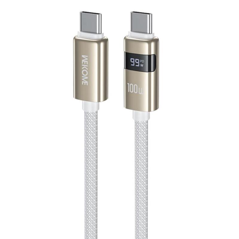 WK WDC-105 Raython 2 Digital Display 100W Type-C to Type-C Fast Charging Data Cable, Length: 1.2m(White)