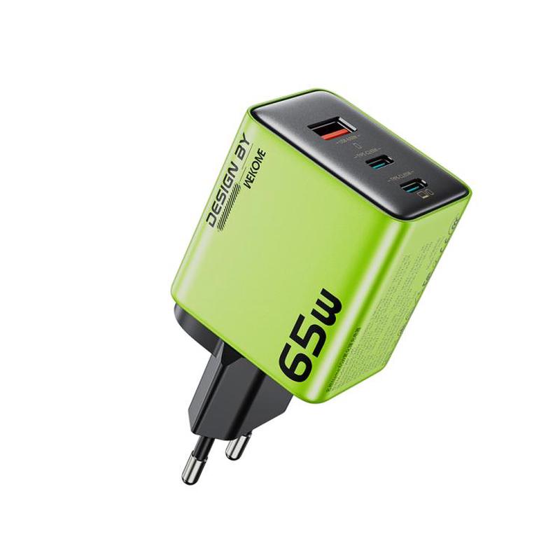 WK WP-U45 Keylour 65W Type-Cx2, USB GaN Charger, Plug:EU Plug(Green)