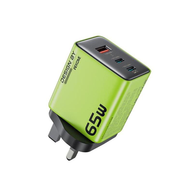 WK WP-U45 Keylour 65W Type-Cx2, USB GaN Charger, Plug:UK Plug(Green)