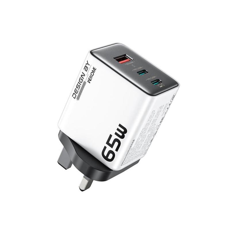 WK WP-U45 Keylour 65W Type-Cx2, USB GaN Charger, Plug:UK Plug(White)