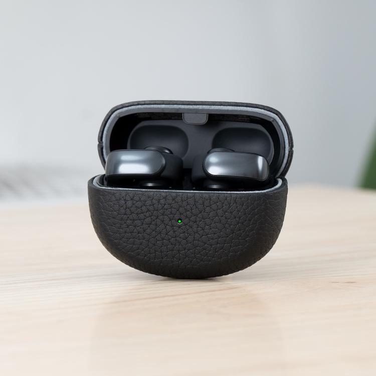 For Bose Ultra Litchi Print Genuine Leather Bluetooth Headset Protective Case(Black)