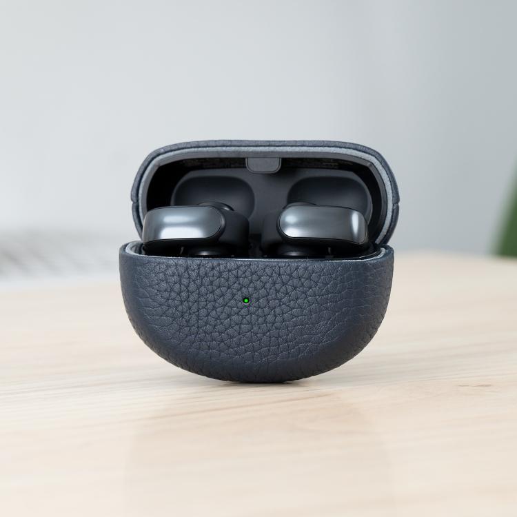 For Bose Ultra Litchi Print Genuine Leather Bluetooth Headset Protective Case(Dark Blue)