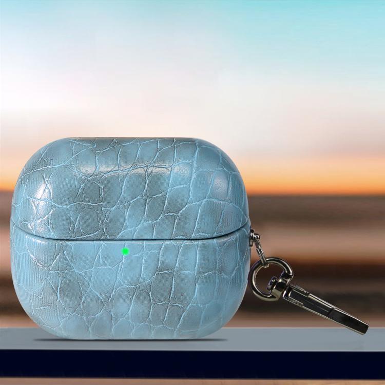 For Samsung Galaxy Buds3 / Buds3 Pro Candy Color Crocodile Texture Earphone Protective Case(Blue)