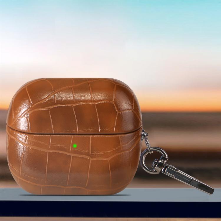 For Samsung Galaxy Buds3 / Buds3 Pro Candy Color Crocodile Texture Earphone Protective Case(Brown)