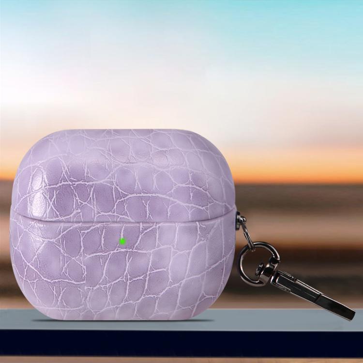 For Samsung Galaxy Buds3 / Buds3 Pro Candy Color Crocodile Texture Earphone Protective Case(Purple)