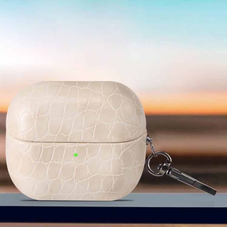 For Samsung Galaxy Buds3 / Buds3 Pro Candy Color Crocodile Texture Earphone Protective Case(White)