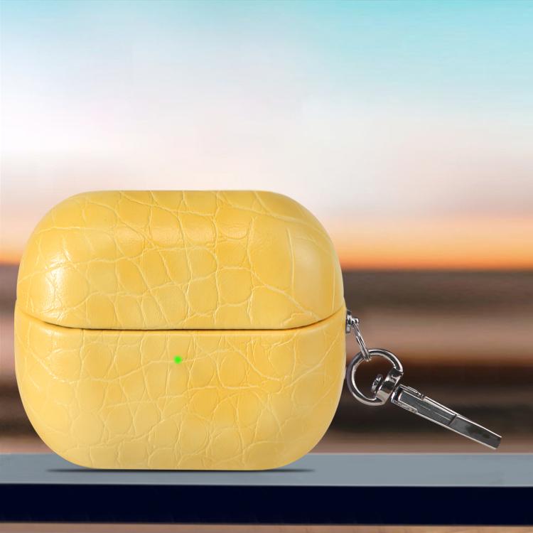 For Samsung Galaxy Buds3 / Buds3 Pro Candy Color Crocodile Texture Earphone Protective Case(Yellow)