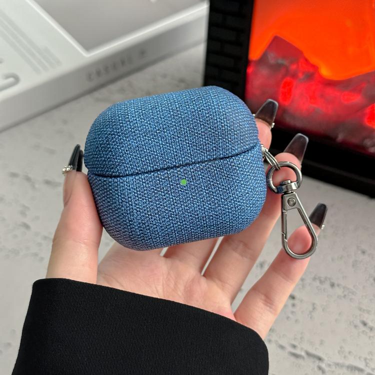 For Samsung Galaxy Buds3 / Buds3 Pro Coarse Cloth Texture PC Earphone Protective Case(Blue)