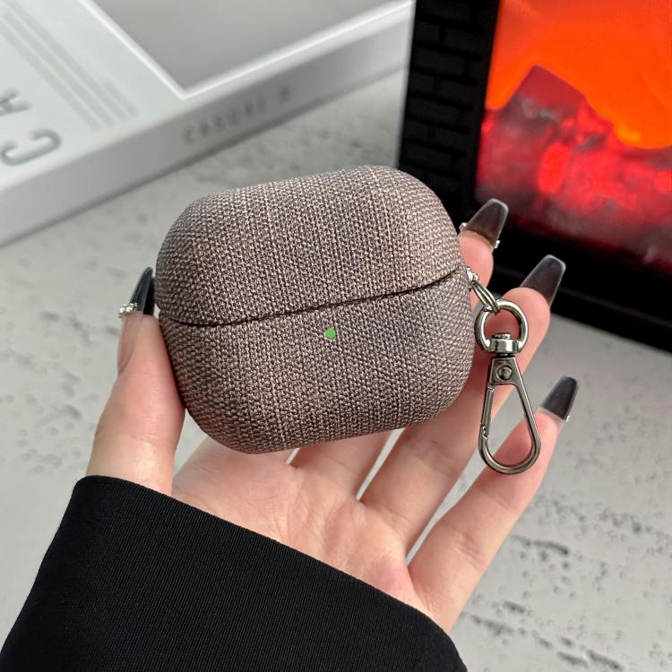 For Samsung Galaxy Buds3 / Buds3 Pro Coarse Cloth Texture PC Earphone Protective Case(Coffee Color)