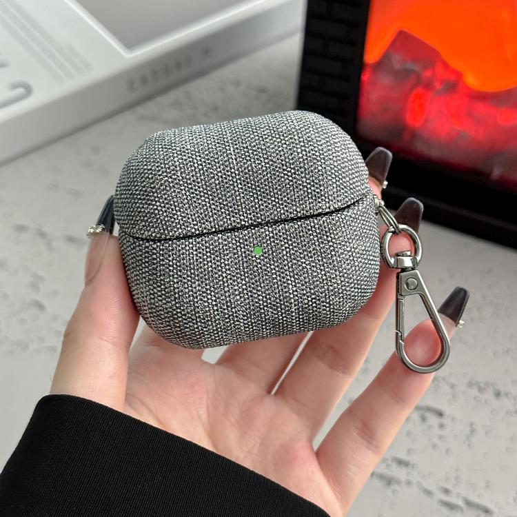 For Samsung Galaxy Buds3 / Buds3 Pro Coarse Cloth Texture PC Earphone Protective Case(Grey)
