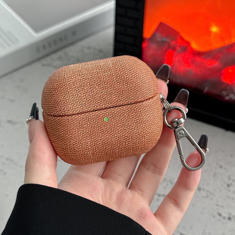 For Samsung Galaxy Buds3 / Buds3 Pro Coarse Cloth Texture PC Earphone Protective Case(Light Brown)