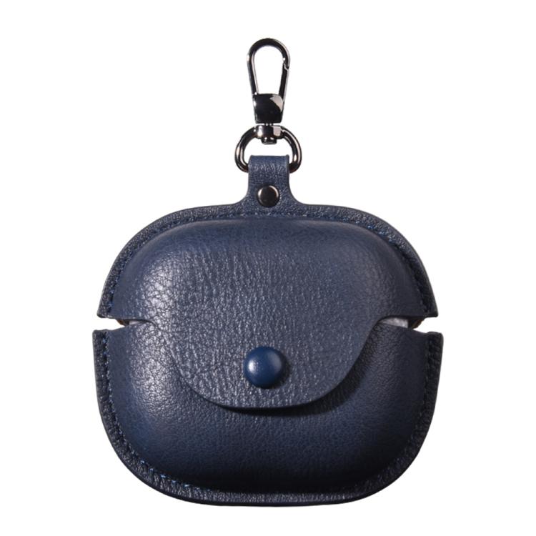 For Beats Powerbeats Pro 2 Business Leather Bluetooth Earphone Protective Case with Hook(Blue)