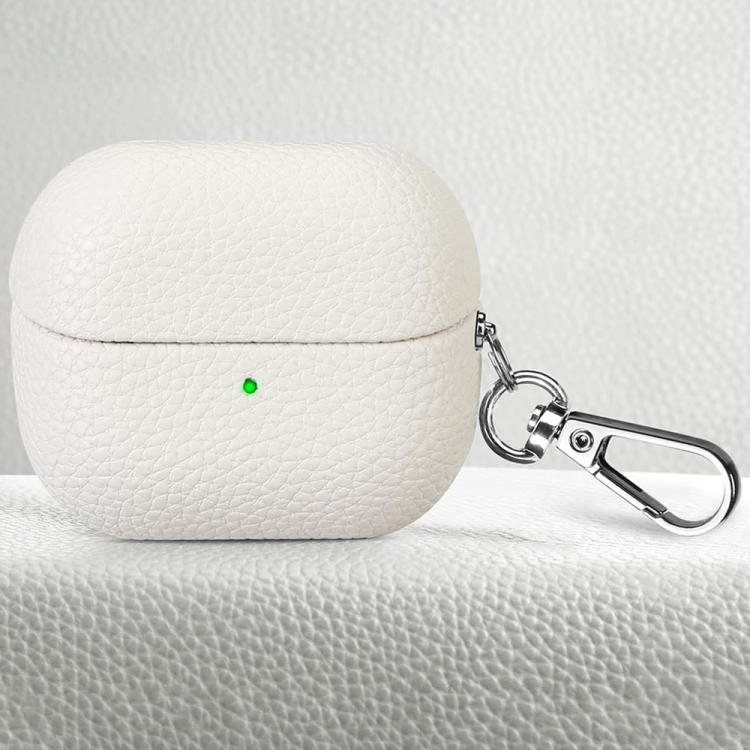 For Samsung Galaxy Buds 3 / 3 Pro Litchi Texture PU Earphones Case with Hook(White)