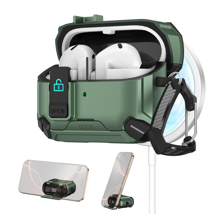 For Samsung Galaxy Buds 3 / 3 Pro Two Color Magnetic Holder Earphone Case(Black Green)