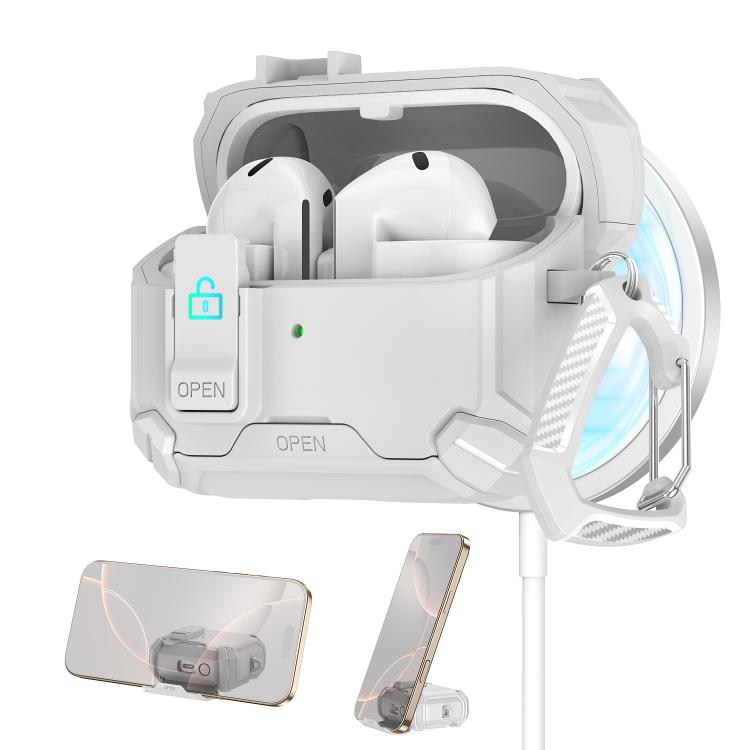 For Samsung Galaxy Buds 3 / 3 Pro Two Color Magnetic Holder Earphone Case(White)