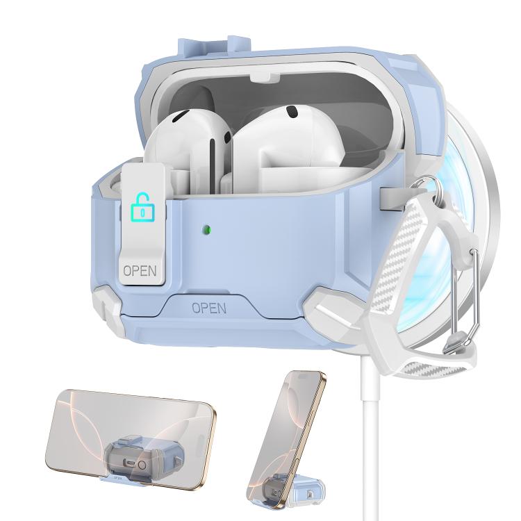 For Samsung Galaxy Buds 3 / 3 Pro Two Color Magnetic Holder Earphone Case(White Light Blue)