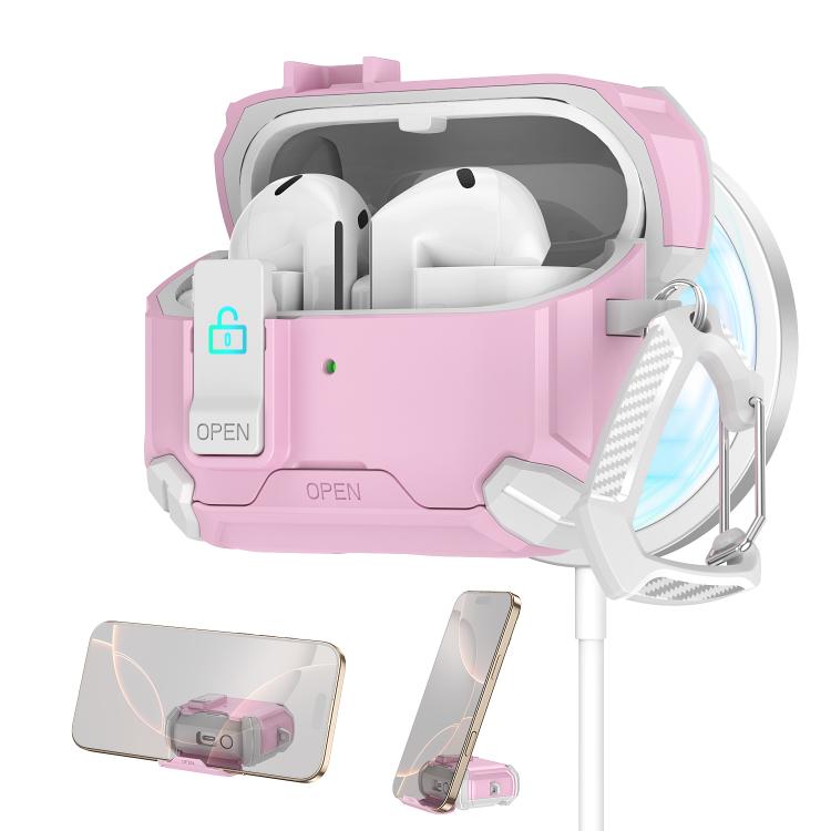 For Samsung Galaxy Buds 3 / 3 Pro Two Color Magnetic Holder Earphone Case(White Pink)