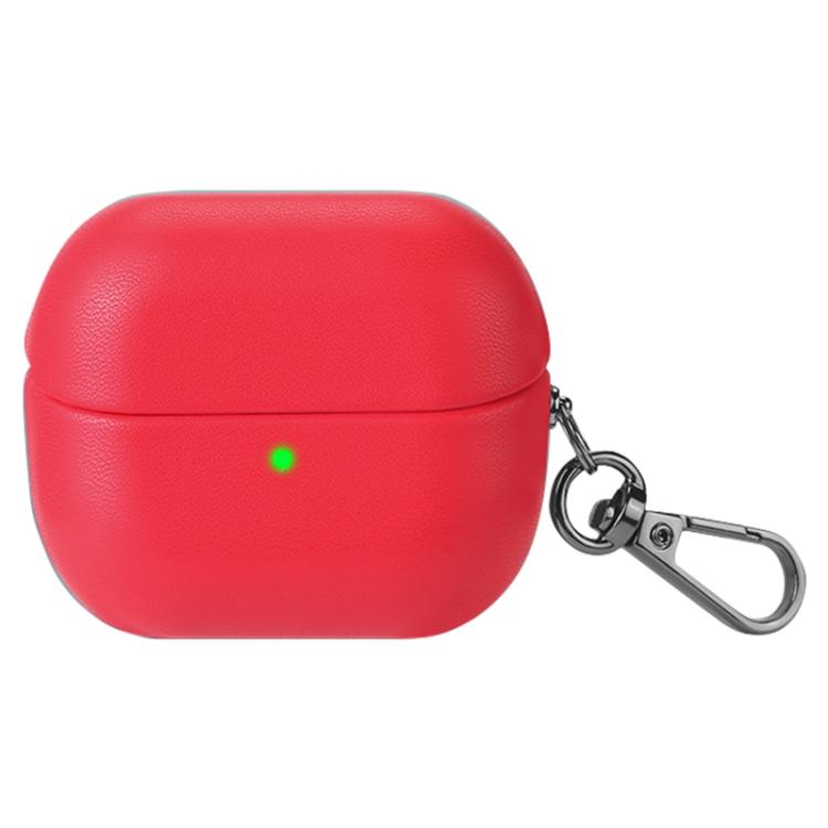 For Samsung Galaxy Buds3 / Buds3 Pro Oily Skin Leather Texture Earphone Case with Hook(Red)