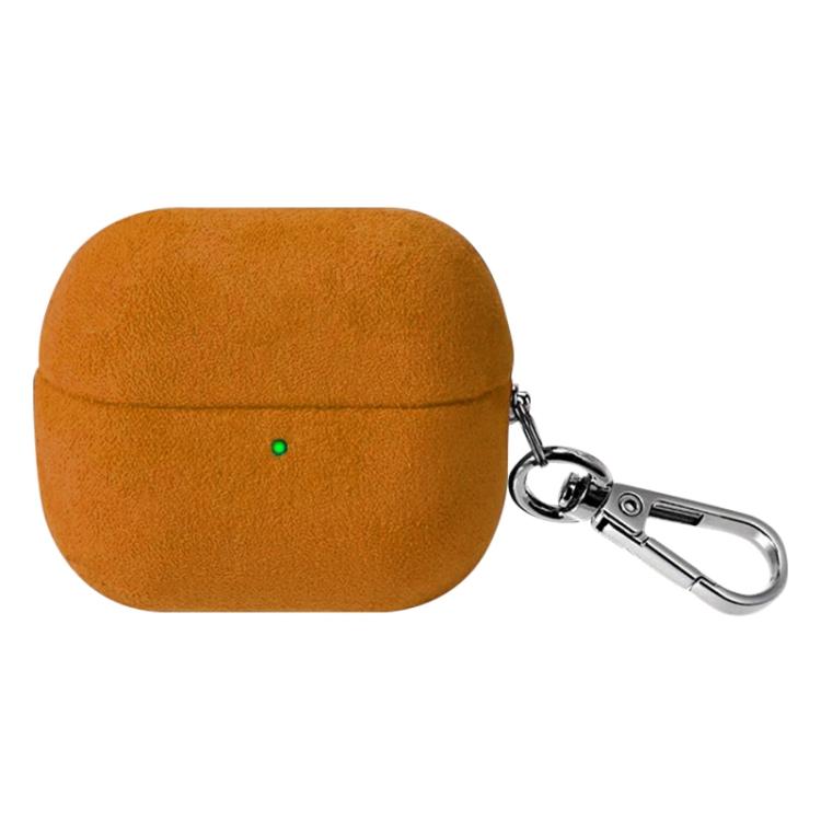 For Samsung Galaxy Buds3 / Buds3 Pro Turned Fur Leather Earphone Case with Hook(Brown)