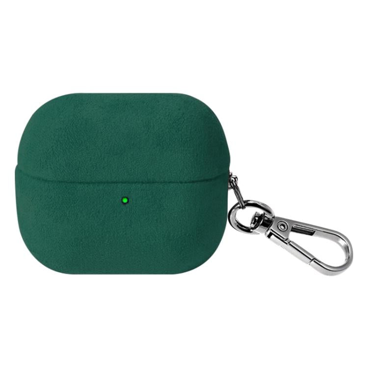 For Samsung Galaxy Buds3 / Buds3 Pro Turned Fur Leather Earphone Case with Hook(Green)