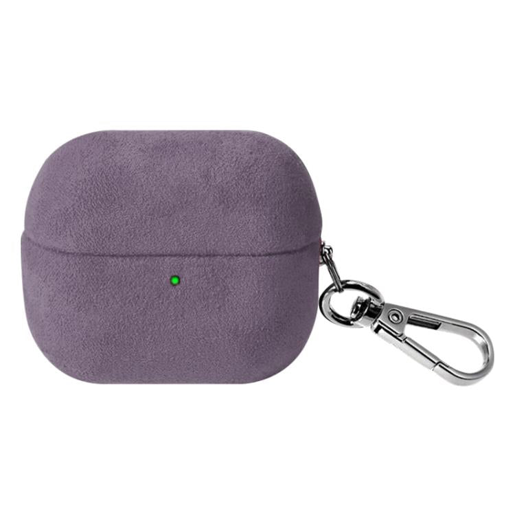 For Samsung Galaxy Buds3 / Buds3 Pro Turned Fur Leather Earphone Case with Hook(Purple)