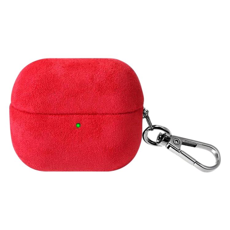 For Samsung Galaxy Buds3 / Buds3 Pro Turned Fur Leather Earphone Case with Hook(Red)