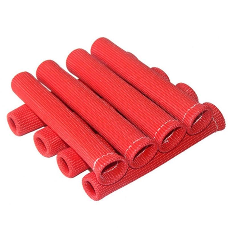 8 PCS / Set High-Temperature Car Spark Plug Protective Cover Spark Plug Heat Shield(Red)