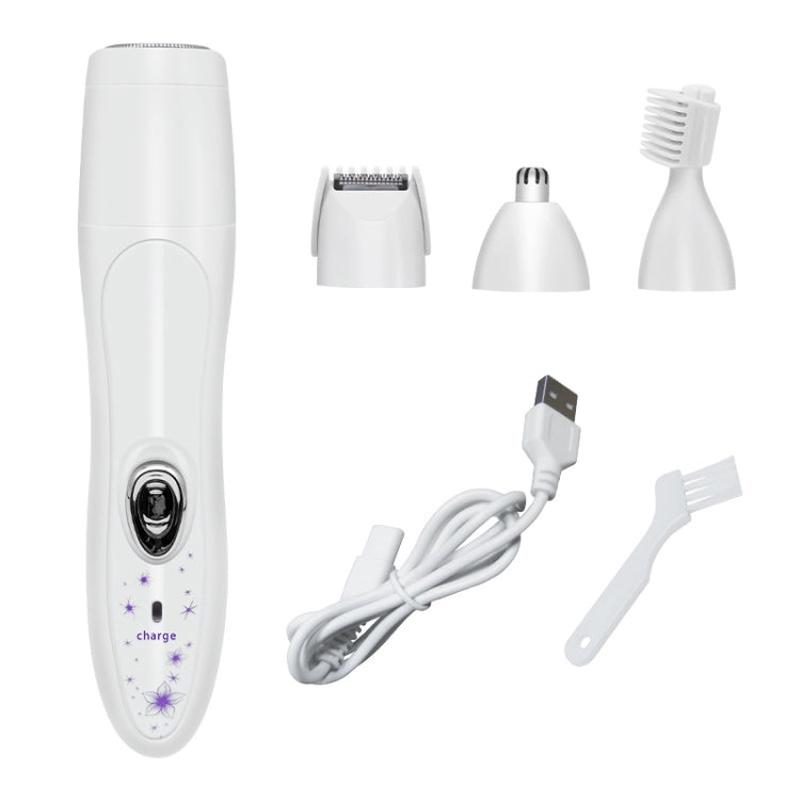Electric 4 In 1 Epilator Ladies Household Multi-Function Water Washing Shaver(Purple Flower)