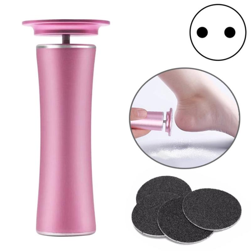Electric Foot File Speed Adjustable Sandpaper Discs Callus Remover Pedicure Fast Remove Feet Hard Cracked Dry Dead Skin Tool, Plug Type:EU plug(Pink)