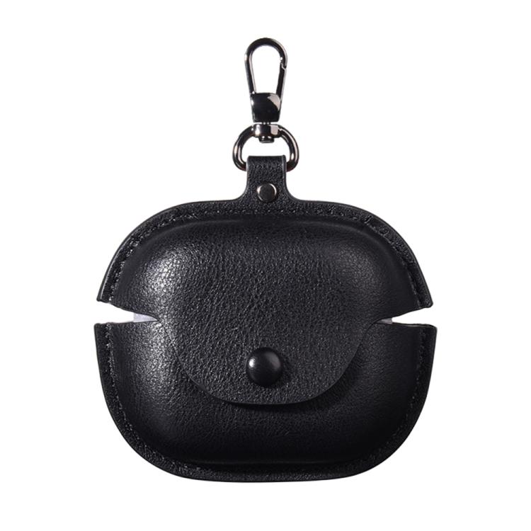 For Beats Powerbeats Pro 2 Business Leather Bluetooth Earphone Protective Case with Hook(Black)