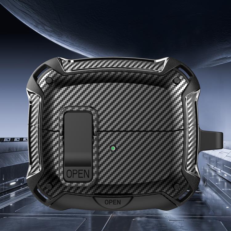 For Samsung Galaxy Buds3 / Buds3 Pro Bumblebee Fiber Texture Earphones Case with Hook & Holder(Black)